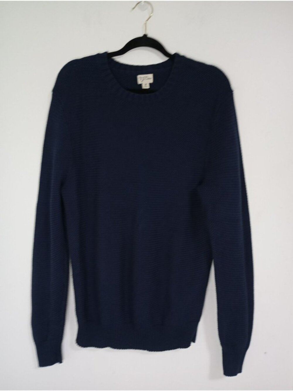 J. Crew Mens Navy Blue Cotton Crewneck Knit Sweater Size Medium Casual Layering